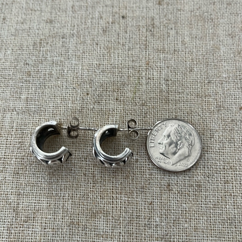 Sterling Solid 3/4 Scroll Posted Hoop Earrings - Picture 4 of 8